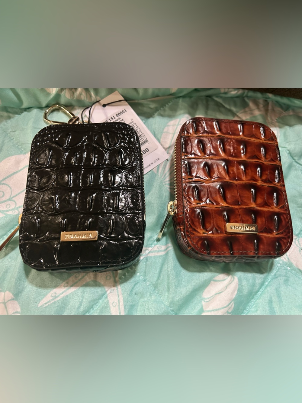 😍Brahmin KATELYNN POUCH Melbourne BLACK or PECAN Leather NWT
